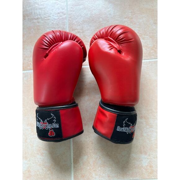 ILKB I Love Kickboxing‎ Red 12 oz Kickboxing  Boxing Gloves Training Sparring - Picture 1 of 8